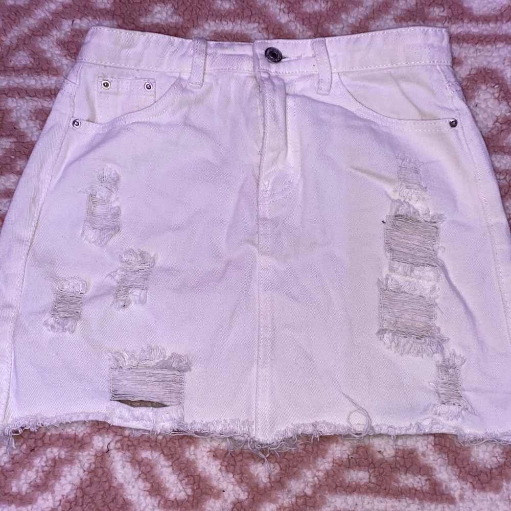 white ripped skirt